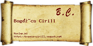 Bogács Cirill névjegykártya